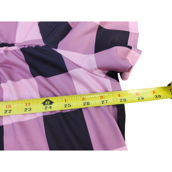 Pink & Black Buffalo Plaid 6XL Womens Top Short Sleeve Stretch Grunge Whimsygoth - Picture 2 of 8